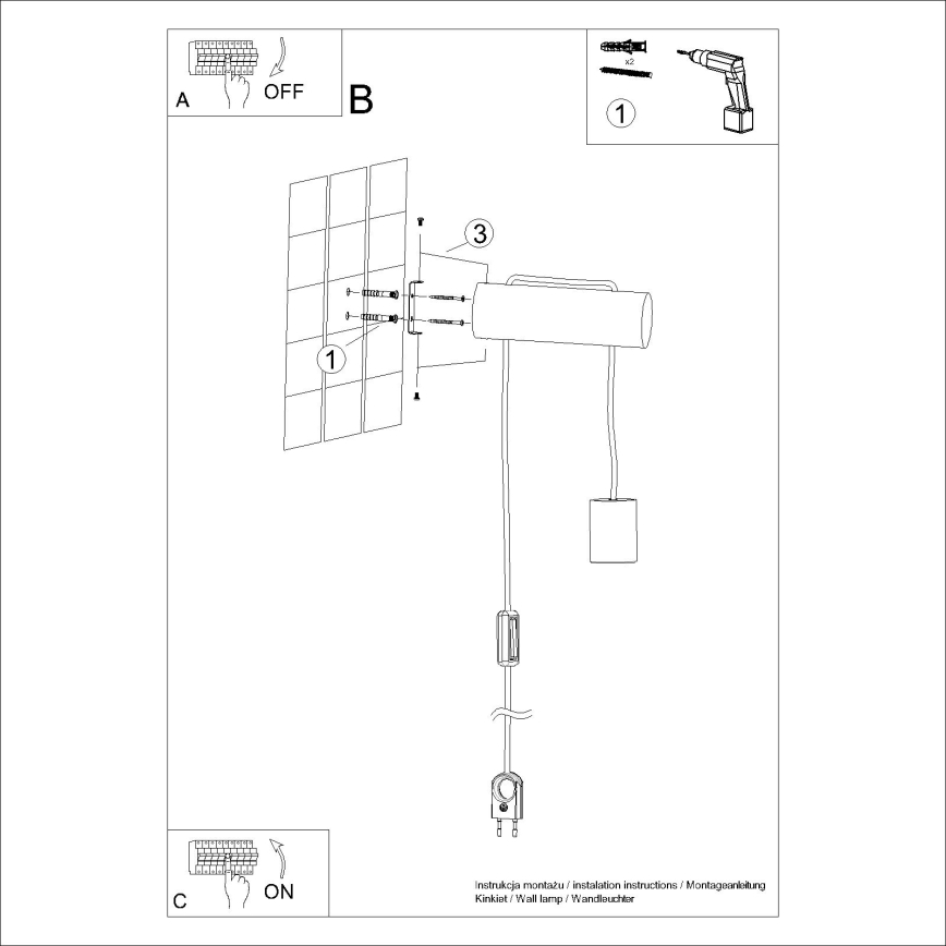 Vägglampa NIMBI 1xE27/15W/230V bok