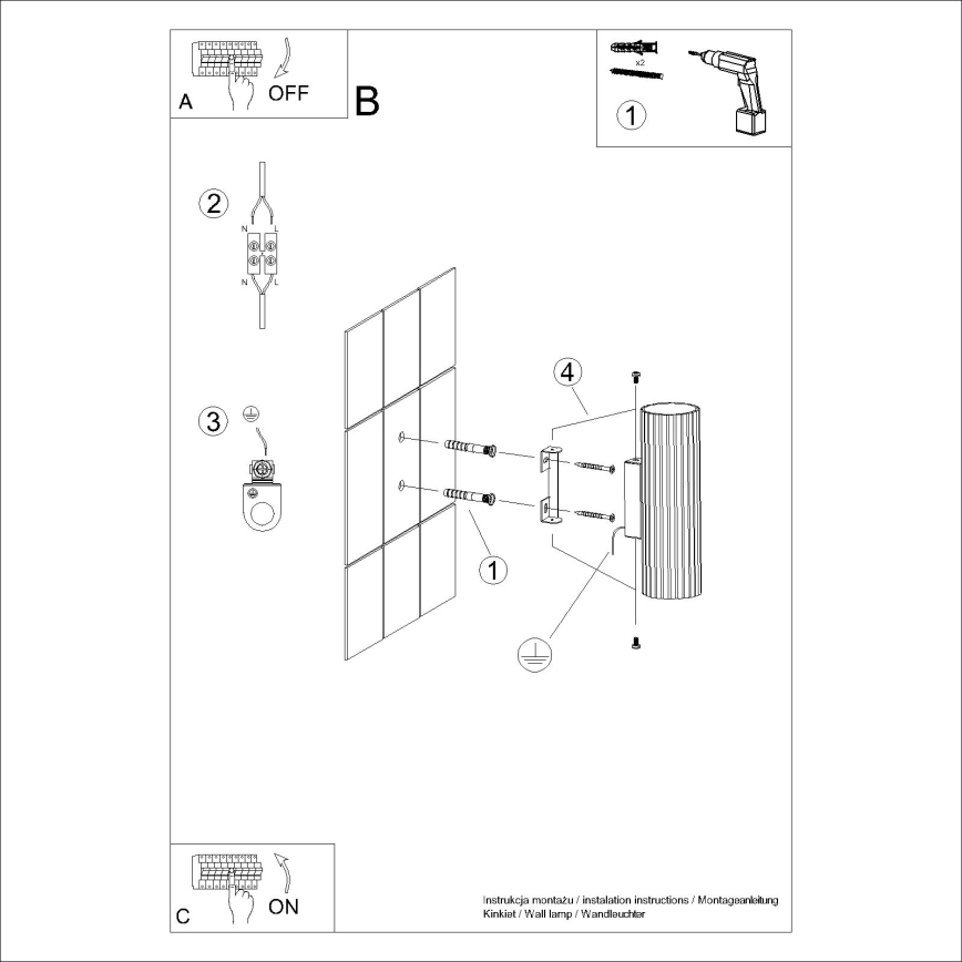 Vägglampa KARBON 2xGU10/10W/230V grädde