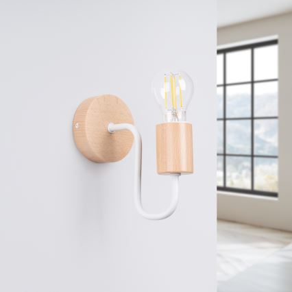 Vägglampa TIMBO 1xE27/15W/230V vit/beige/bok