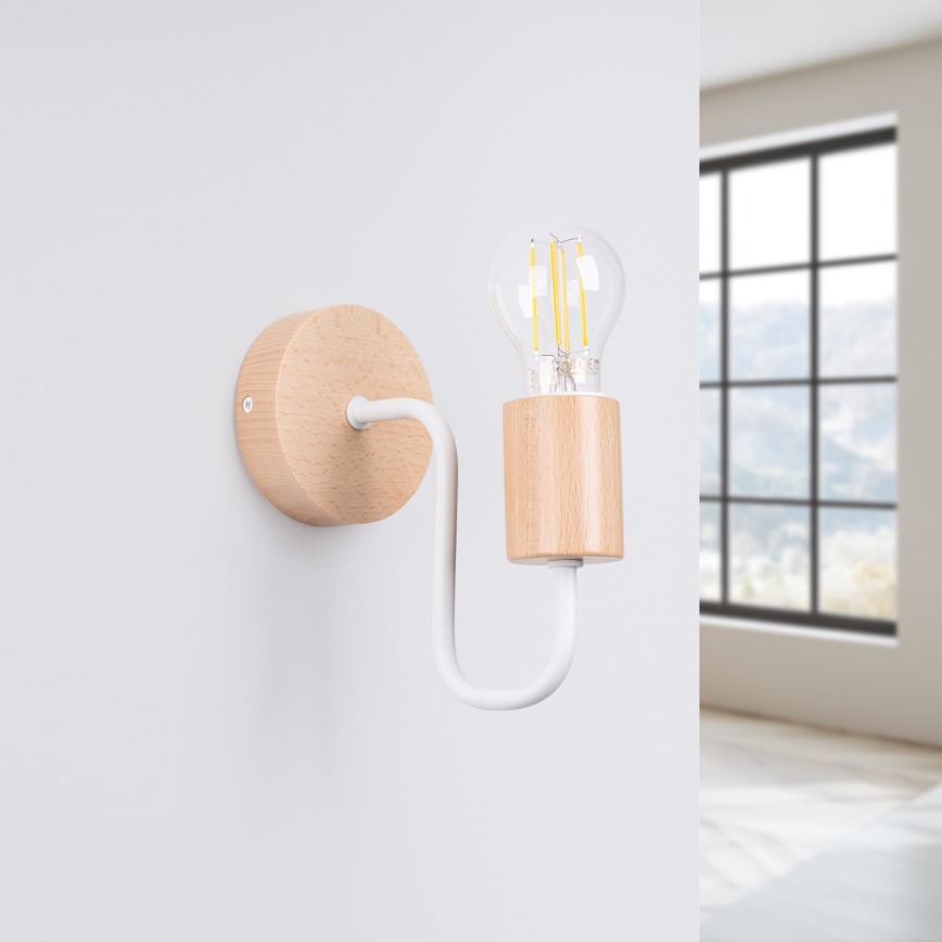 Vägglampa TIMBO 1xE27/15W/230V vit/beige/bok