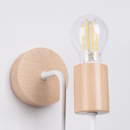 Vägglampa TIMBO 1xE27/15W/230V vit/beige/bok