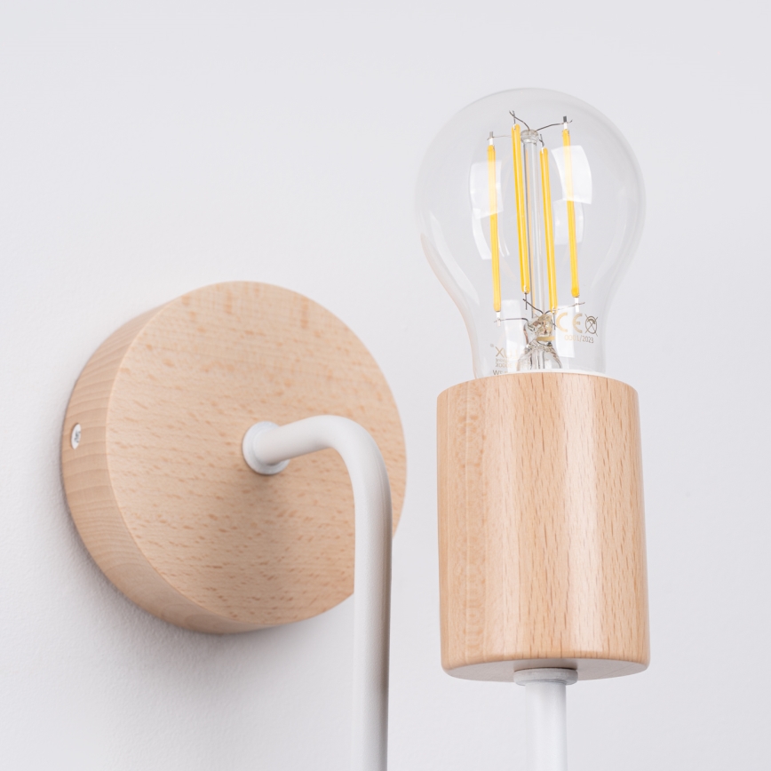 Vägglampa TIMBO 1xE27/15W/230V vit/beige/bok
