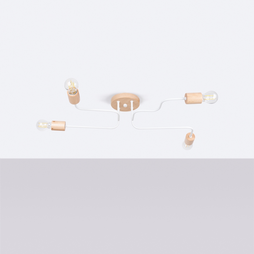 Ytmonterad ljuskrona TIMBO 4xE27/15W/230V vit/beige/bok