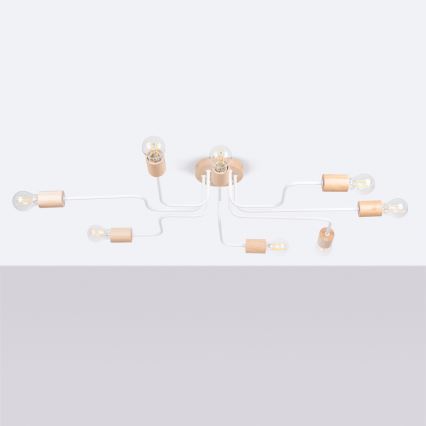 Ytmonterad ljuskrona TIMBO 8xE27/15W/230V vit/beige/bok