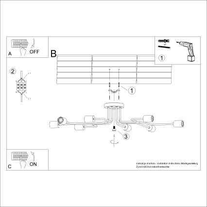 Ytmonterad ljuskrona TIMBO 8xE27/15W/230V vit/beige/bok