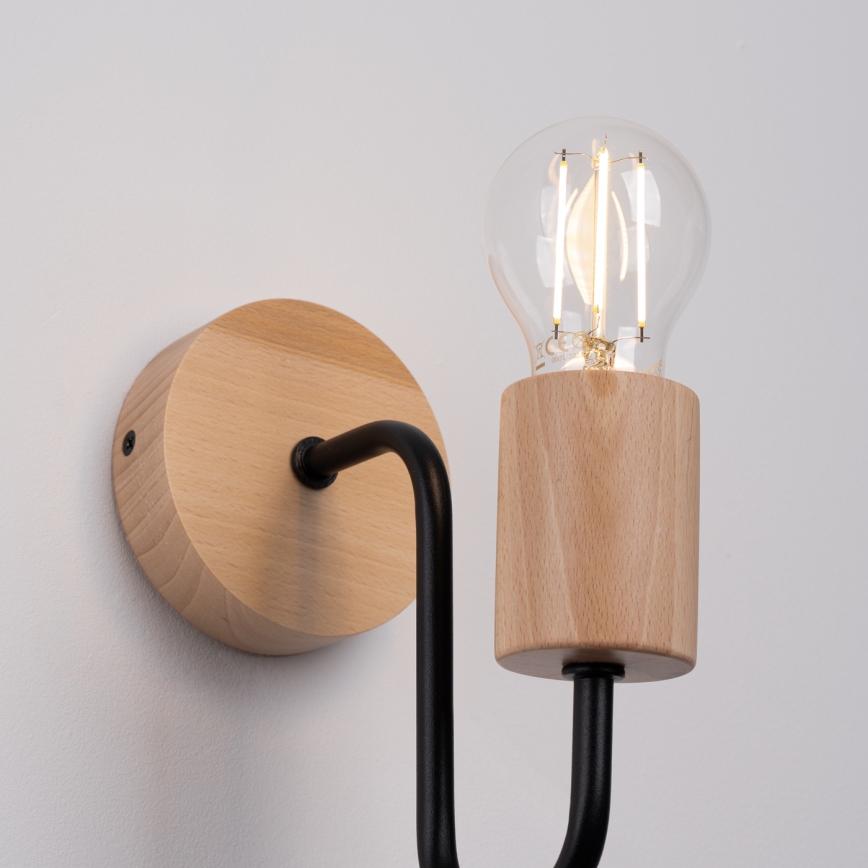 Vägglampa TIMBO 1xE27/15W/230V svart/beige/bok