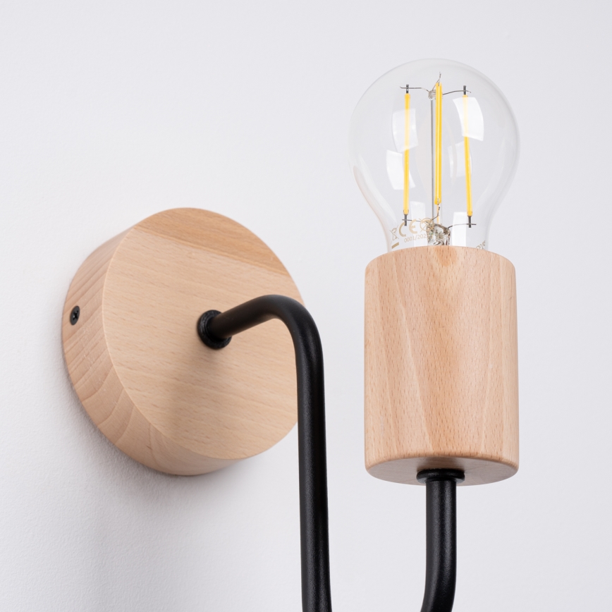 Vägglampa TIMBO 1xE27/15W/230V svart/beige/bok
