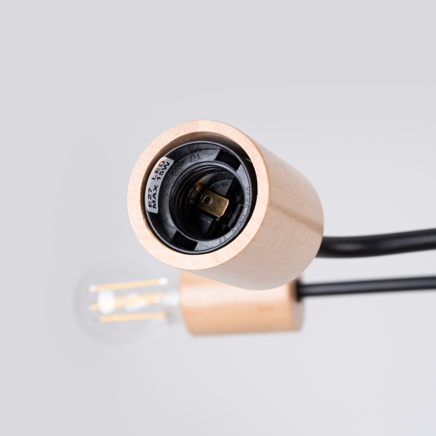 Ytmonterad ljuskrona TIMBO 6xE27/15W/230V svart/beige/bok