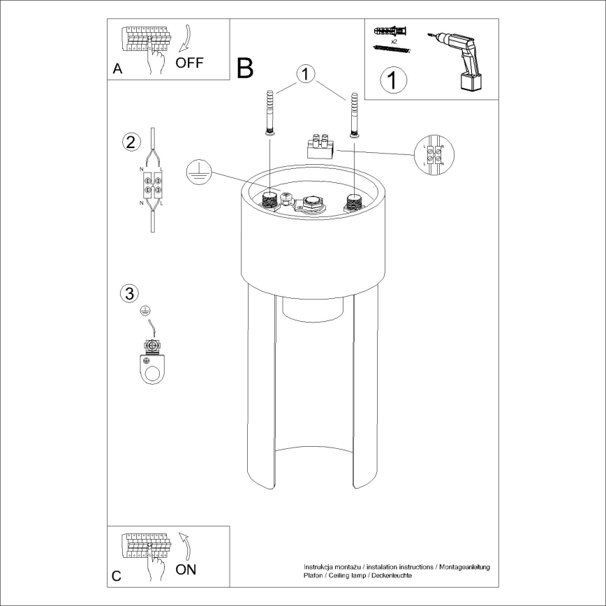 Taklampa FLASH 1xE27/15W/230V vit