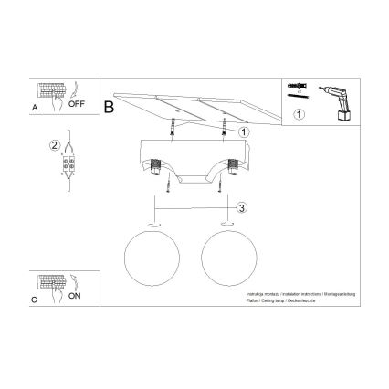 Taklampa BULBO 2xG9/8W/230V bok/vit