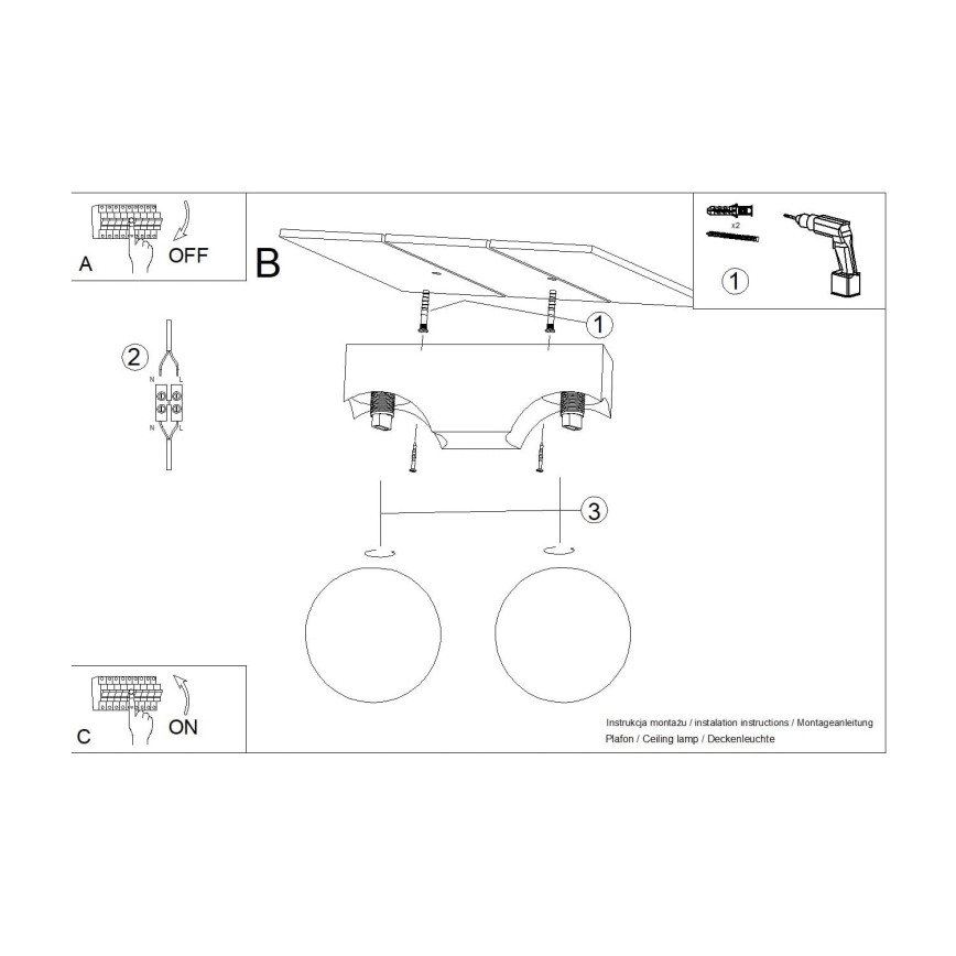 Taklampa BULBO 2xG9/8W/230V bok/vit