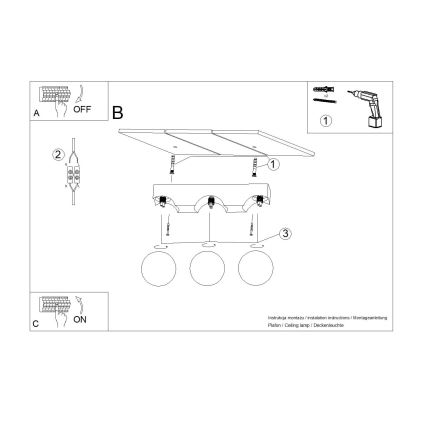 Taklampa BULBO 3xG9/8W/230V bok/vit