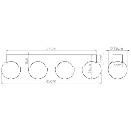 Taklampa BULBO 4xG9/8W/230V bok/vit