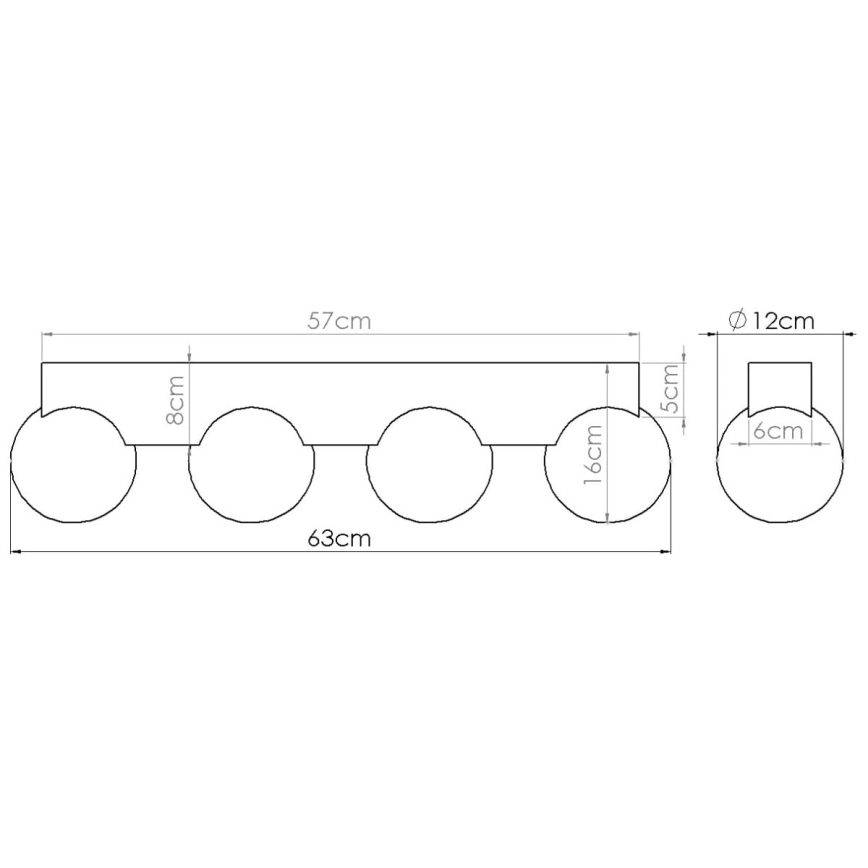 Taklampa BULBO 4xG9/8W/230V bok/vit