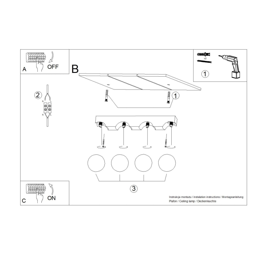 Taklampa BULBO 4xG9/8W/230V bok/vit