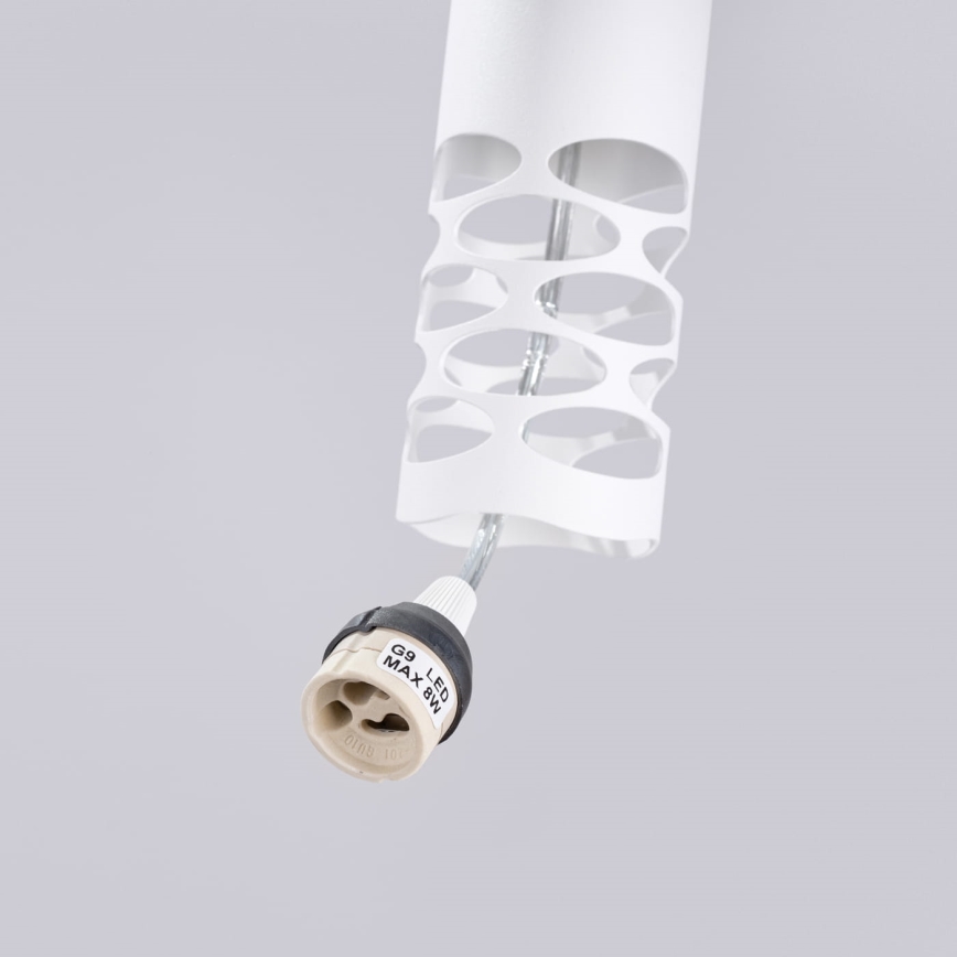 Ljuskrona med textilsladd LIRO 1xGU10/10W/230V vit