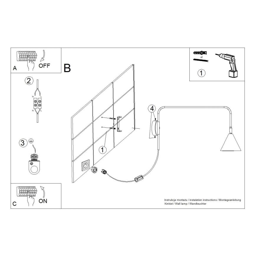 Vägglampa NOX 1xE14/10W/230V svart