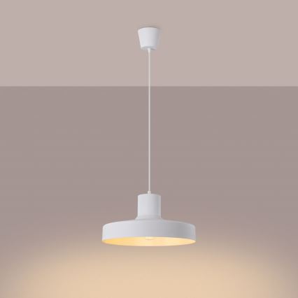 Ljuskrona med textilsladd BILO 1xE27/15W/230V diameter 35 cm vit