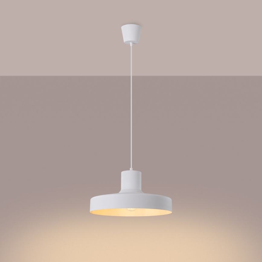 Ljuskrona med textilsladd BILO 1xE27/15W/230V diameter 35 cm vit