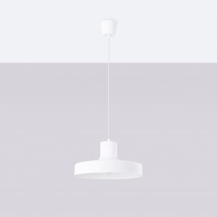 Ljuskrona med textilsladd BILO 1xE27/15W/230V diameter 35 cm vit