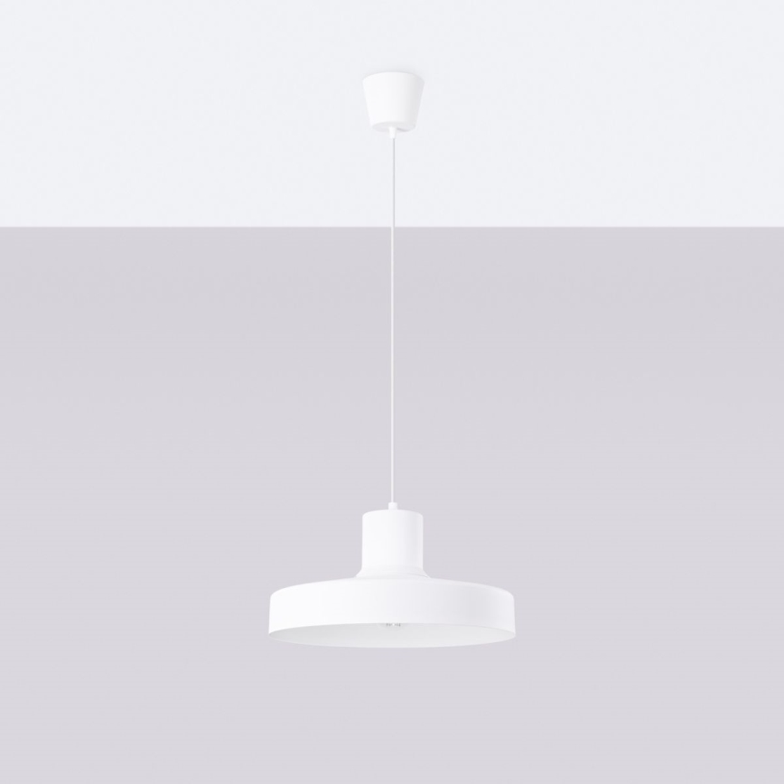 Ljuskrona med textilsladd BILO 1xE27/15W/230V diameter 35 cm vit