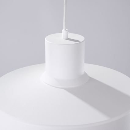 Ljuskrona med textilsladd BILO 1xE27/15W/230V diameter 35 cm vit