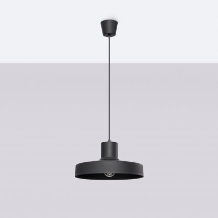 Ljuskrona med textilsladd BILO 1xE27/15W/230V diameter 35 cm svart