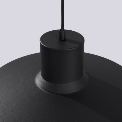 Ljuskrona med textilsladd BILO 1xE27/15W/230V diameter 35 cm svart