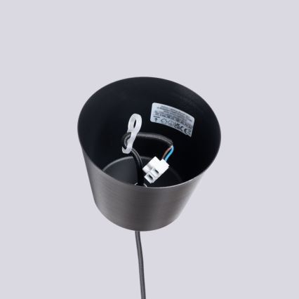 Ljuskrona med textilsladd BILO 1xE27/15W/230V diameter 35 cm svart