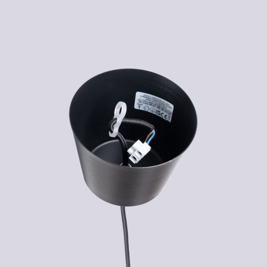 Ljuskrona med textilsladd BILO 1xE27/15W/230V diameter 35 cm svart
