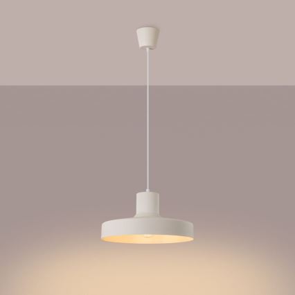 Ljuskrona med textilsladd BILO 1xE27/15W/230V diameter 35 cm grädde
