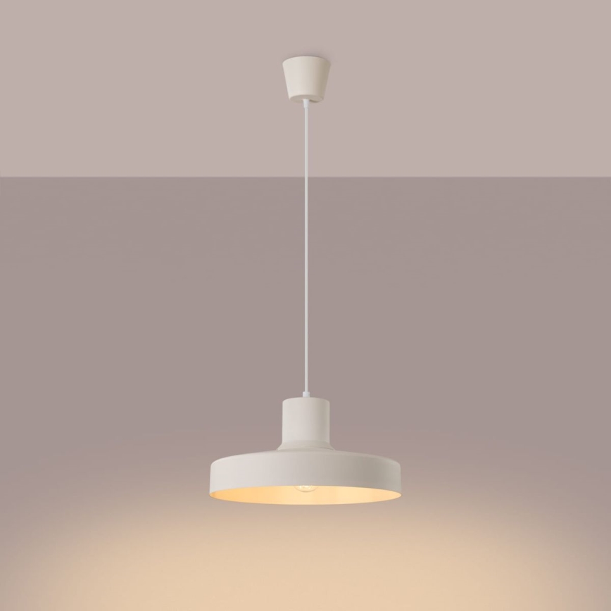 Ljuskrona med textilsladd BILO 1xE27/15W/230V diameter 35 cm grädde