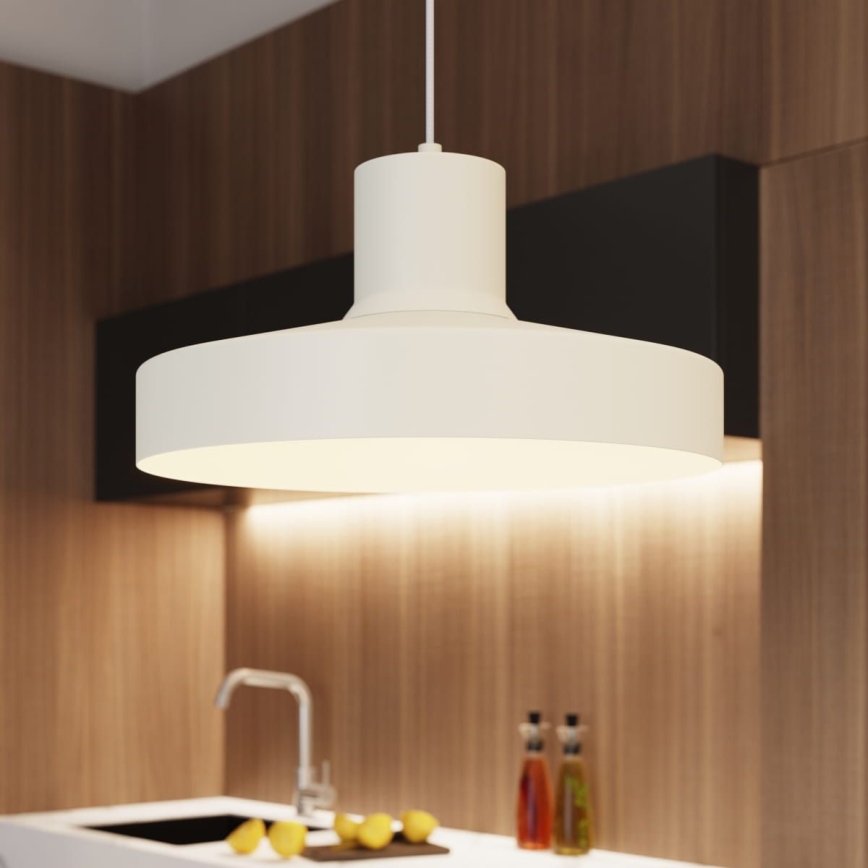 Ljuskrona med textilsladd BILO 1xE27/15W/230V diameter 35 cm grädde