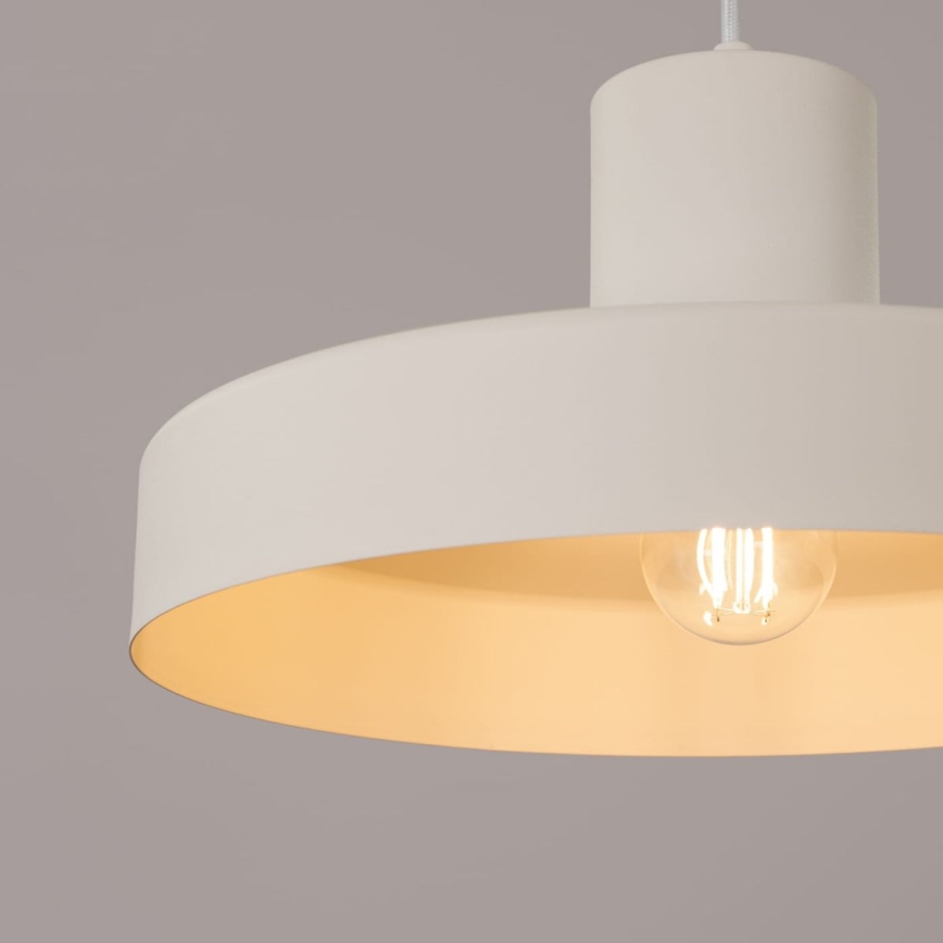 Ljuskrona med textilsladd BILO 1xE27/15W/230V diameter 35 cm grädde