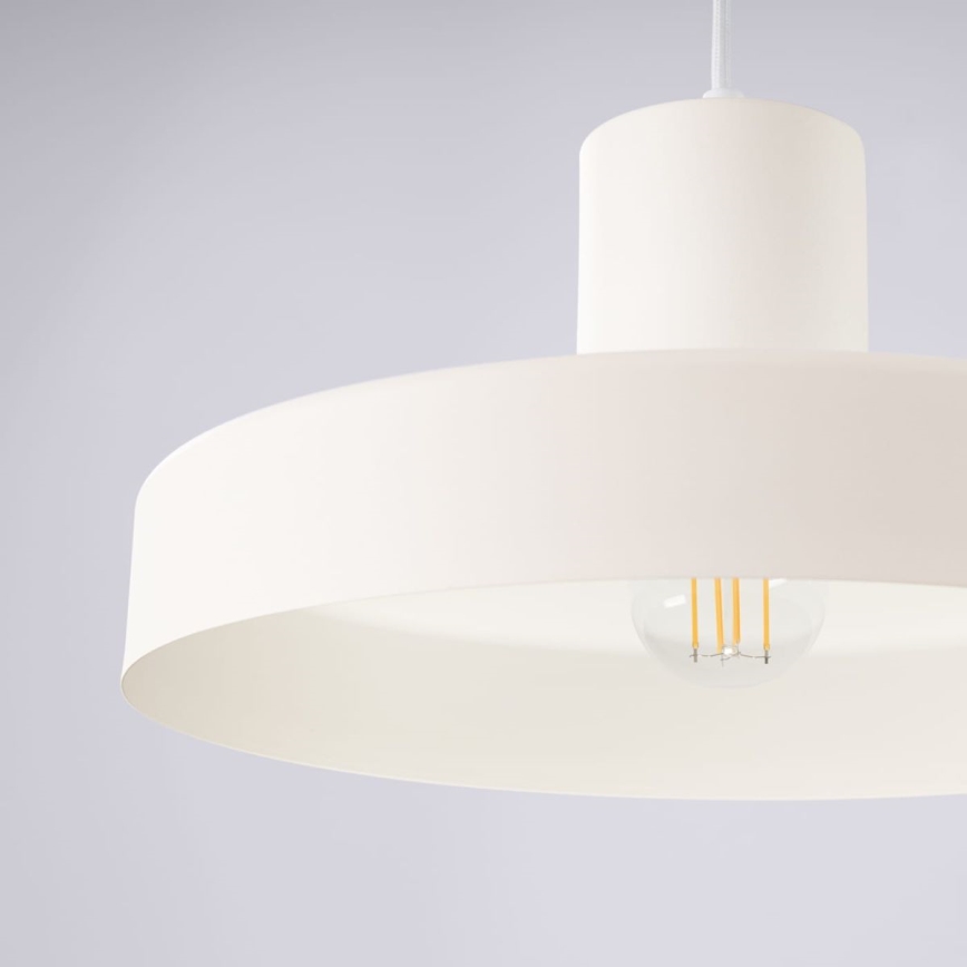 Ljuskrona med textilsladd BILO 1xE27/15W/230V diameter 35 cm grädde