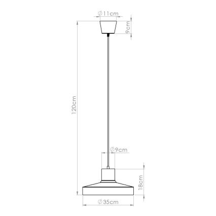 Ljuskrona med textilsladd BILO 1xE27/15W/230V diameter 35 cm grädde