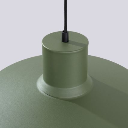 Ljuskrona med textilsladd BILO 1xE27/15W/230V diameter 35 cm grön
