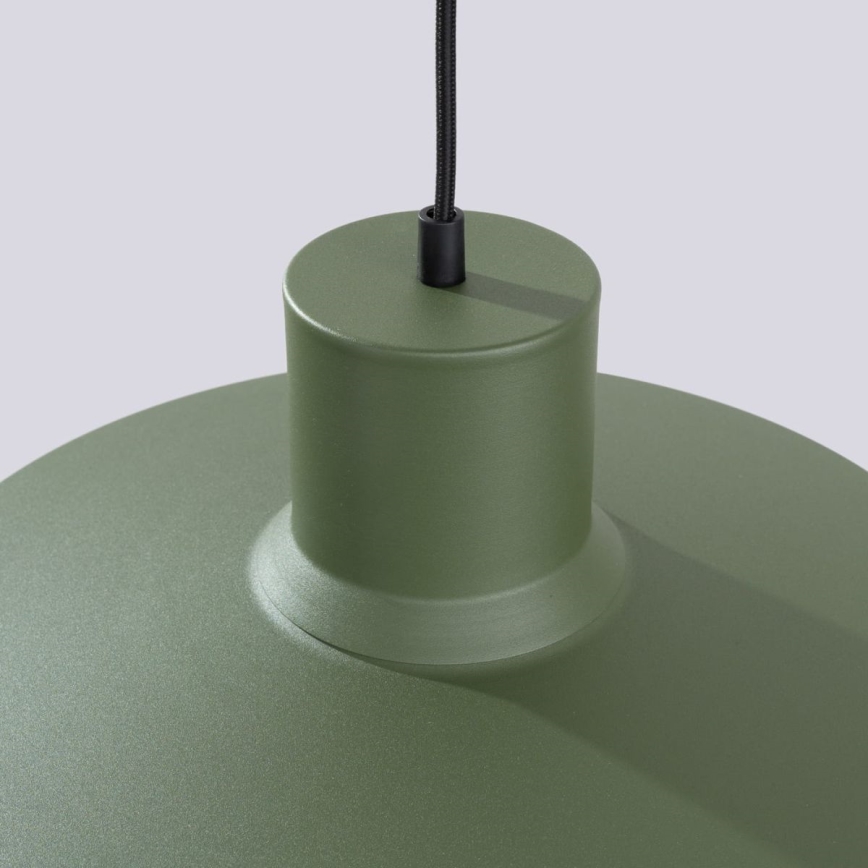 Ljuskrona med textilsladd BILO 1xE27/15W/230V diameter 35 cm grön