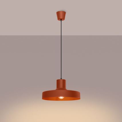 Ljuskrona med textilsladd BILO 1xE27/15W/230V diameter 35 cm orange