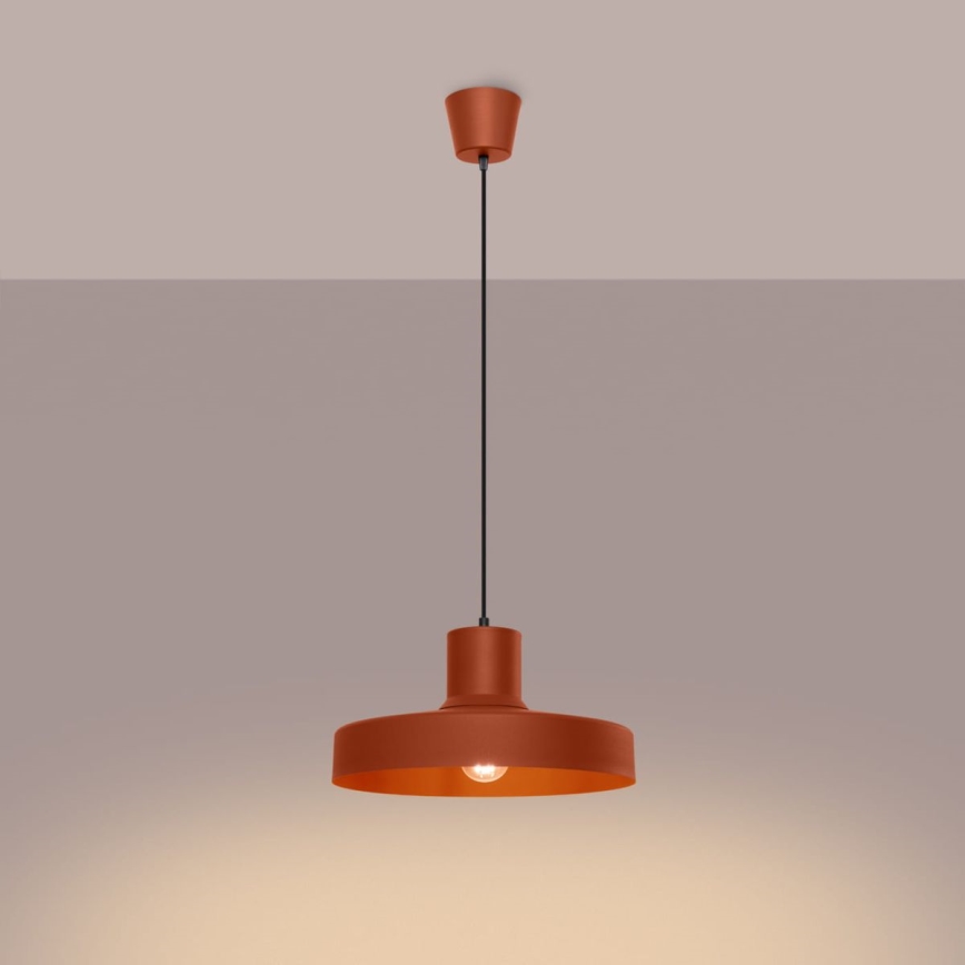 Ljuskrona med textilsladd BILO 1xE27/15W/230V diameter 35 cm orange