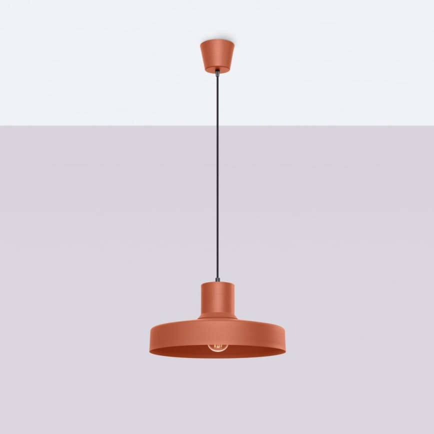 Ljuskrona med textilsladd BILO 1xE27/15W/230V diameter 35 cm orange