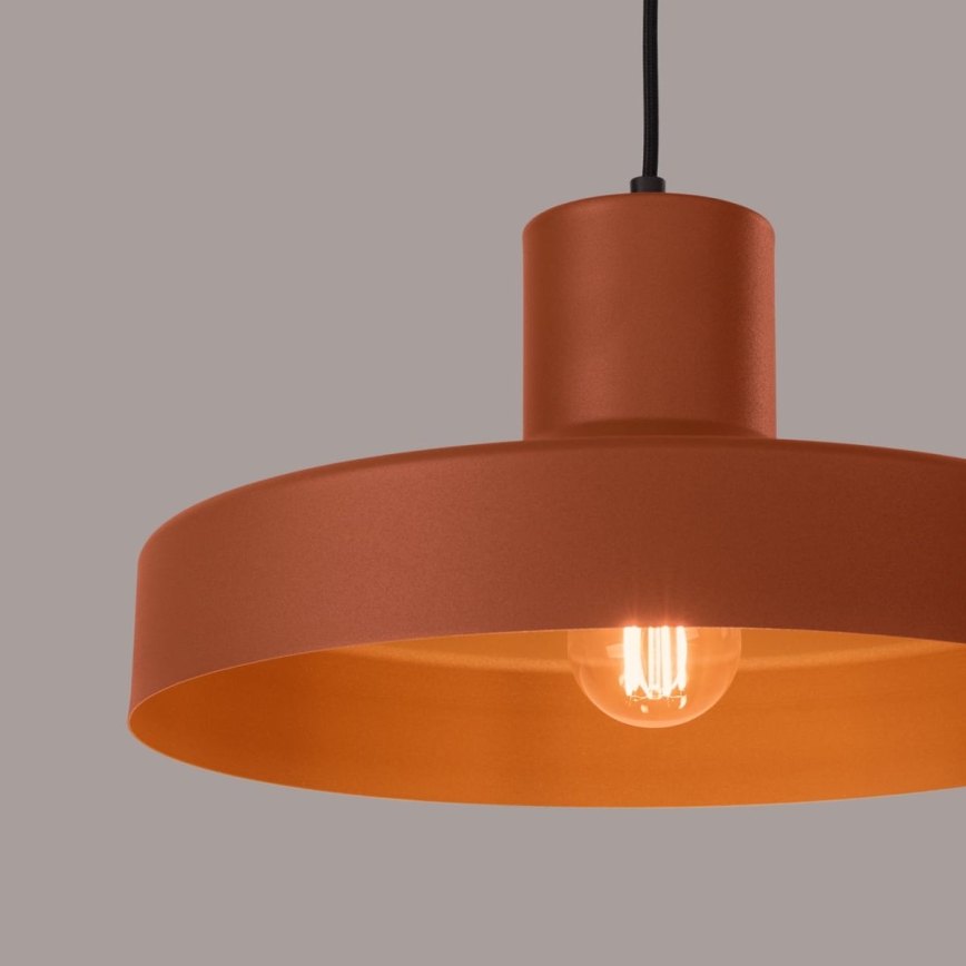 Ljuskrona med textilsladd BILO 1xE27/15W/230V diameter 35 cm orange