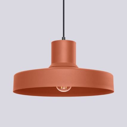 Ljuskrona med textilsladd BILO 1xE27/15W/230V diameter 35 cm orange