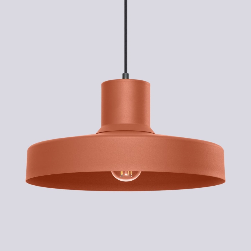 Ljuskrona med textilsladd BILO 1xE27/15W/230V diameter 35 cm orange
