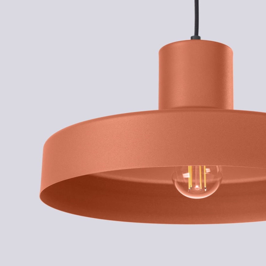 Ljuskrona med textilsladd BILO 1xE27/15W/230V diameter 35 cm orange