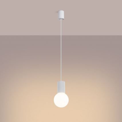 Ljuskrona med textilsladd HALO 1xG9/8W/230V diameter 12 cm vit