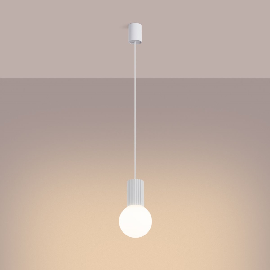 Ljuskrona med textilsladd HALO 1xG9/8W/230V diameter 12 cm vit