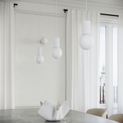 Ljuskrona med textilsladd HALO 1xG9/8W/230V diameter 12 cm vit