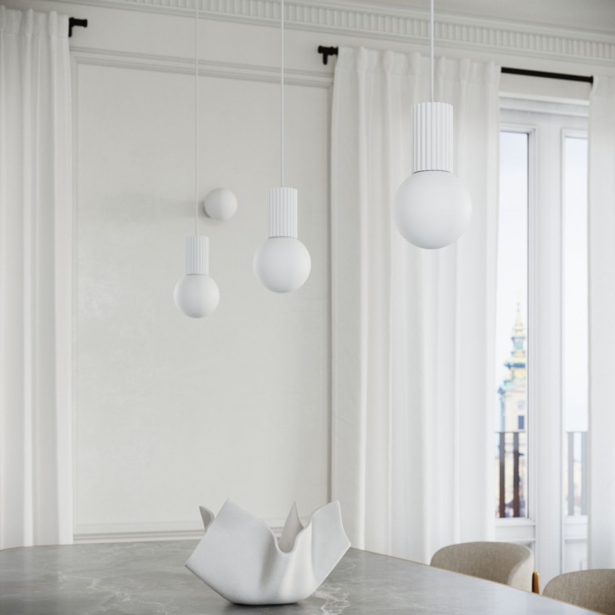 Ljuskrona med textilsladd HALO 1xG9/8W/230V diameter 12 cm vit