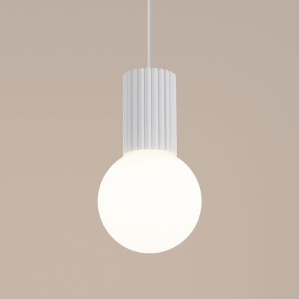 Ljuskrona med textilsladd HALO 1xG9/8W/230V diameter 12 cm vit
